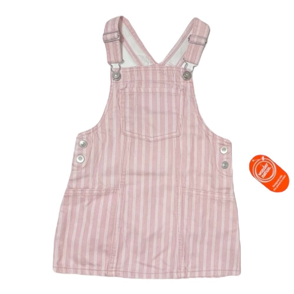 Wonder Nation Toddler Girl Size 3 T Jumper Striped Denim Pink Romper Skirt Dress